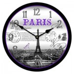 Paris Postcard Black Clock